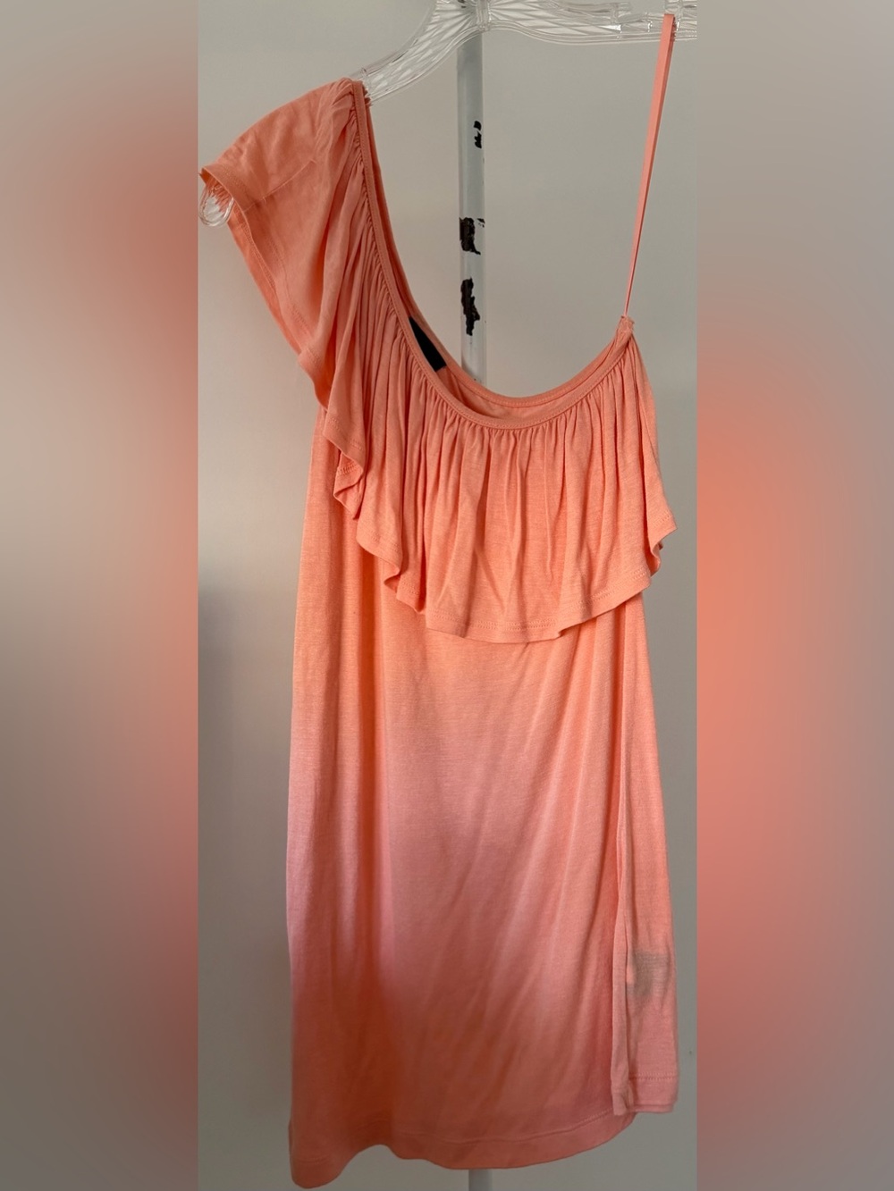 Target Mossimo Coral One Shoulder Ruffle Top NWOT Summer Vacation Blouse